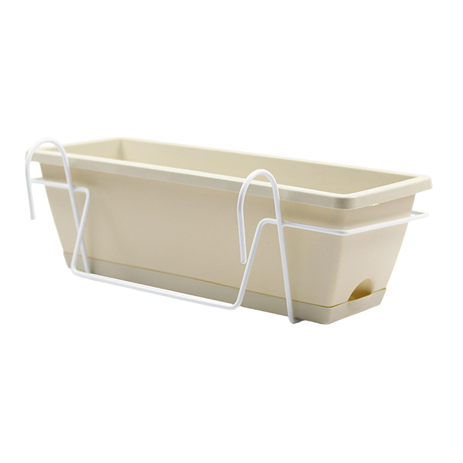 Ioensy - Macetero Colgante Para Balcón, Barandilla, Cubierta, Cajas De Ventana, Macetero Para Cubierta, Porche, Estante De Hierro Blanco