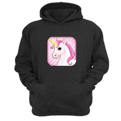 Genérico - Polerón Canguro Unicornio Gris Oscuro Talla M Unisex