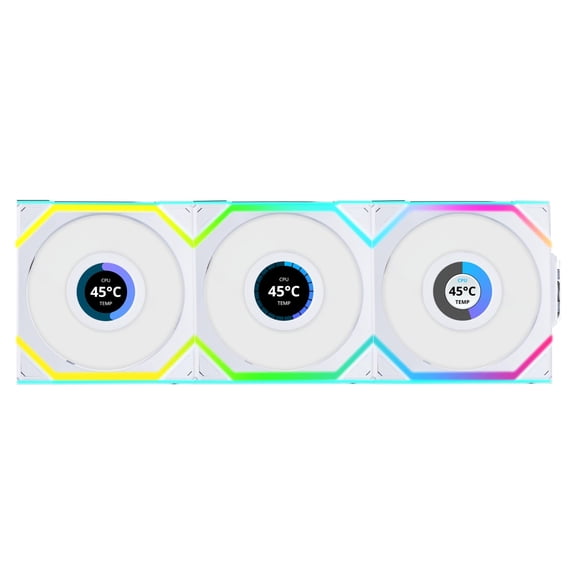 Fan Lian Li UNI Fan SL LCD inalámbrico de 120 mm ARGB, paquete triple