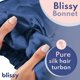 thumbnail image 2 of Bonete de Seda BLISSY 22 Momme Azul para Cabello Rizado, 2 of 8