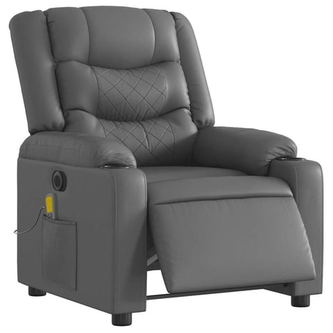 Sillón Reclinable Eléctrico Vidaxl Piel Sintética Gris