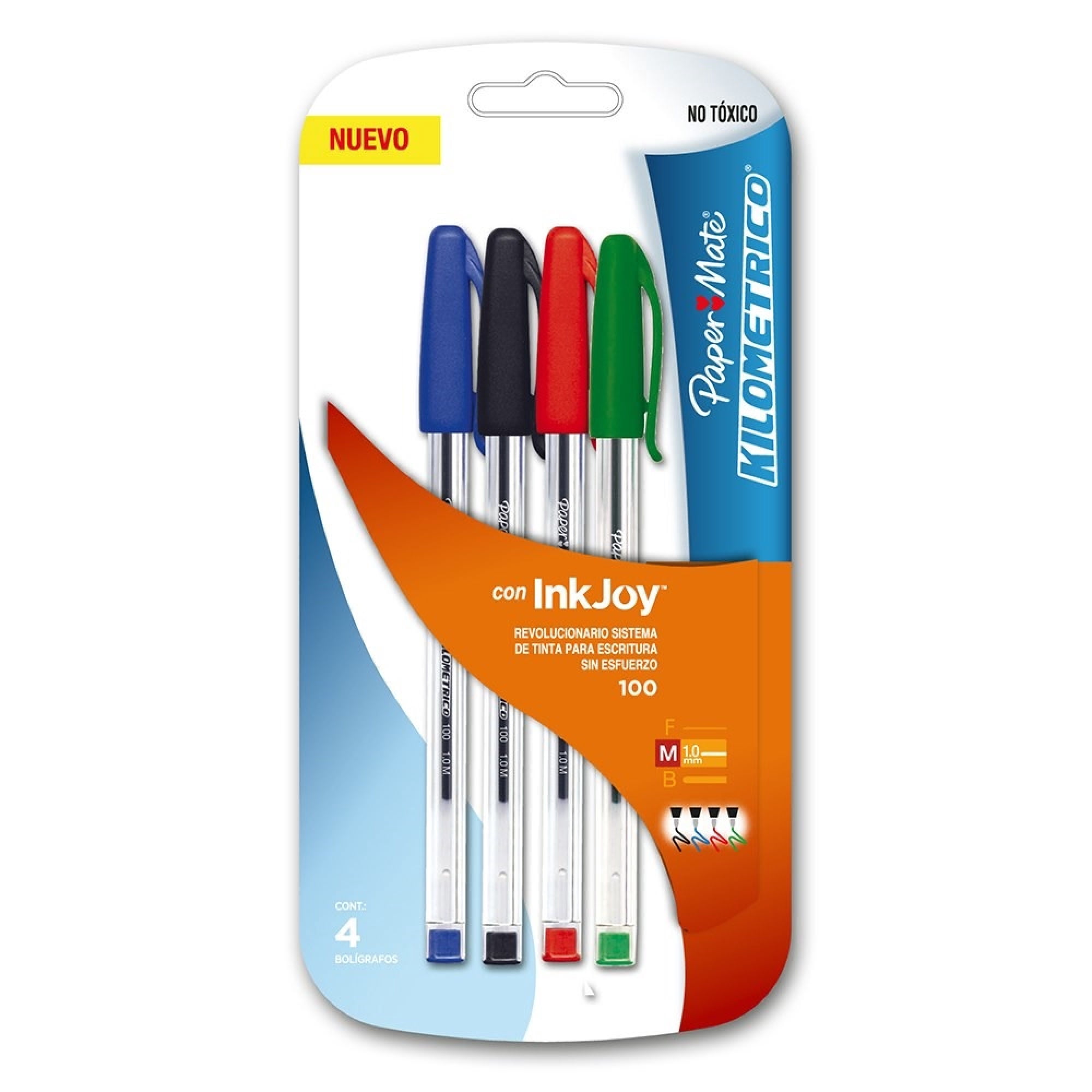 Lápices Pasta, Set 4 Colores 1 Un Paper Mate