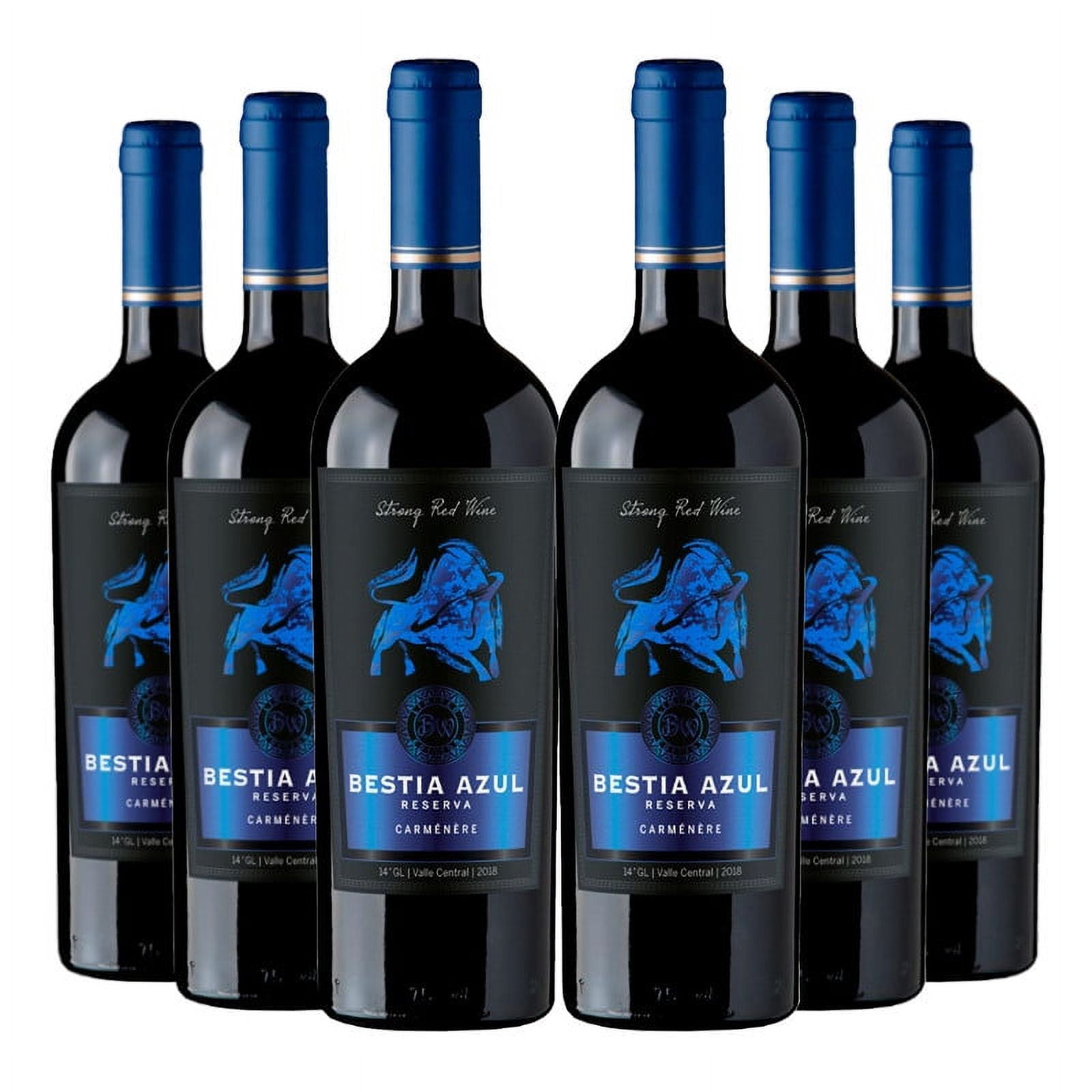 6 Vinos Bestia Azul Reserva Carmenere, 750 Ml, 13%