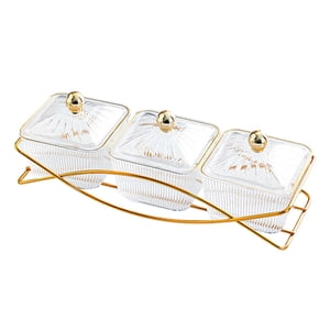 Bothyi - Fuente Nórdica Para Servir Con Tapa, 3 Cuencos Para Servir Aperitivos, Galletas Dulces Caseras, Transparente