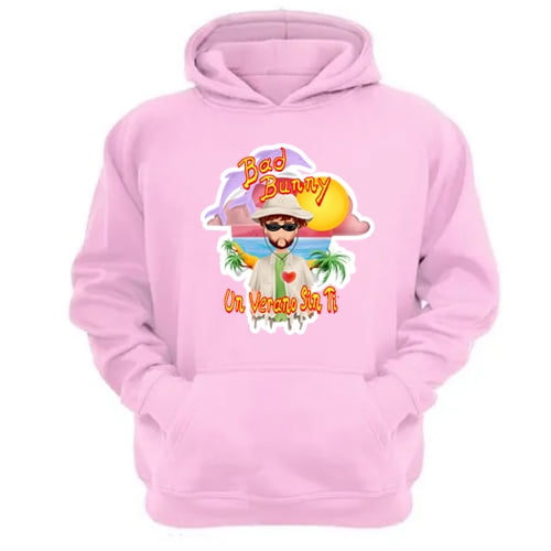 Polerón Canguro Bad Bunny Rosa Talla S Unisex