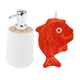 thumbnail image 3 of Dispensador De Jabón Con Toalla Dispensador De Loción Resistente Para La Tocador De Dormitorio De Cocina Pescado Rojo Blanco, 3 of 5