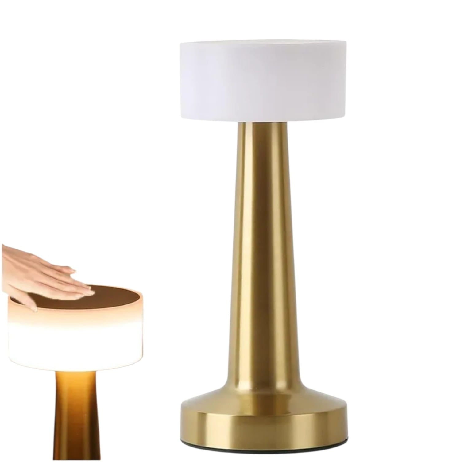 Diorama - Lampara De Mesa Touch Led Recargable Usb Dorada Pantalla Blanca