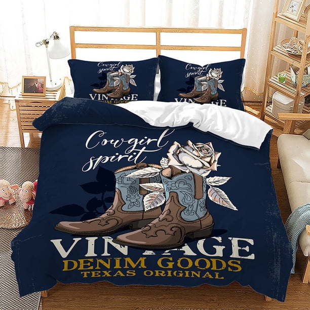 Cowgirls Sprit Bedding Set Queen Wild Quilt Cover Pillowcase3-Piece Bedding Set (1 Duvet Cover + 2 Pillow Shams)