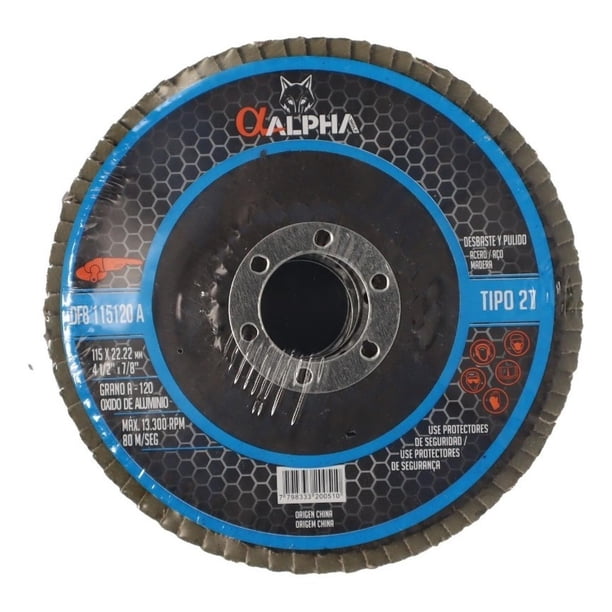 Disco Flap Traslapado 115mm (4-1/2'') Alpha Pro cafe Grano: 100