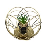 Fliperex - Figura Decorativa Candelabro Esfera Dorada Con Mini Planta