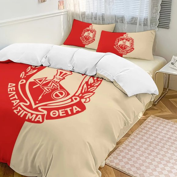 Delta Sorority Sigma Theta DST Bedding Set Double Duvet Cover Comforter Pillowcase Boys Girls Adults Bedroom Bed Sheets
