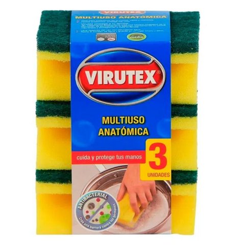Virutex - Pack X 4 Esponjas Acanaladas Clásica 3 Und