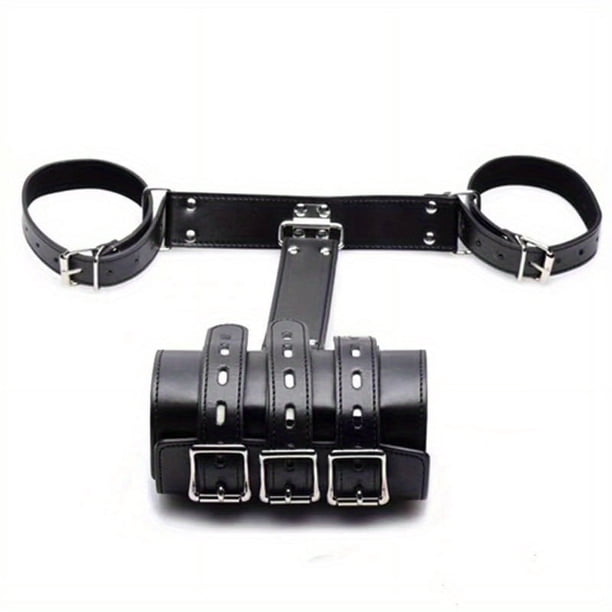 1 Set Bdsm Discipline Belt Harness Full Body Faux Leather Adjustable Hand Back Restraint Bondage Band Arm Binder Wrist Cuffs Gloves Sleeve Adult Couple Flirting Training Game Prop Sex Toy, Type A & B