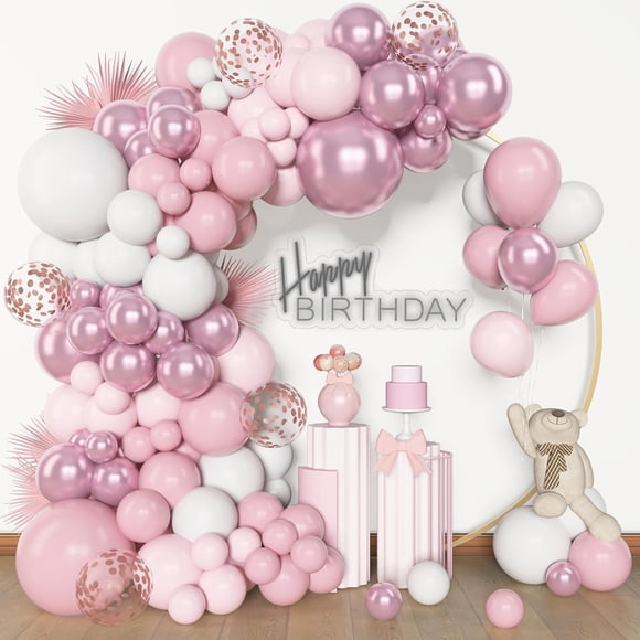 Kit de arco y guirnalda de globos Archloon rosa y blanco de 156 piezas