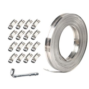 Bothyi - Abrazadera De Manguera De Acero Inoxidable 304, Abrazaderas De Manguera Con Banda De Engranaje Helicoidal Para Manguera De Engranaje Helicoidal De 10M Con 16 Sujetadores