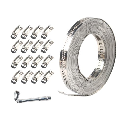 Bothyi - Abrazadera De Manguera De Acero Inoxidable 304, Abrazaderas De Manguera Con Banda De Engranaje Helicoidal Para Manguera De Engranaje Helicoidal De 10M Con 16 Sujetadores