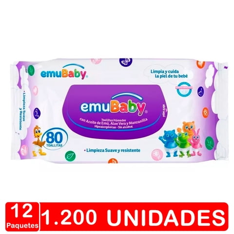 Caja - Toallitas Húmedas Emubaby Superior - 12 Paq - 100 Uds