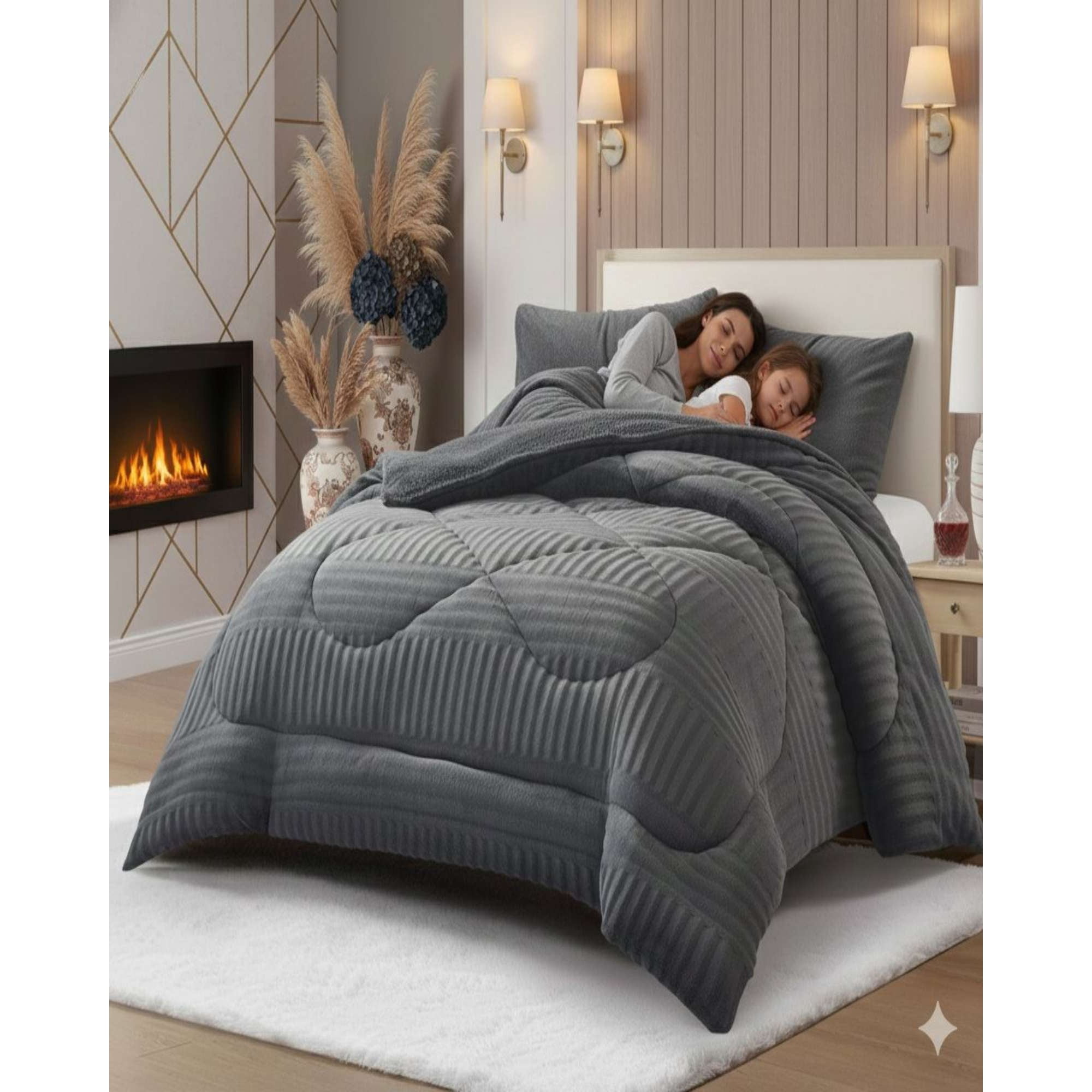 Mylhogar - Plumón King Sherpa Chiporro Invierno Extra Suave Premium