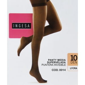 Ingesa - Panty Elasticada 10 Denier Supervelada Punta Invisible S-M Grafito