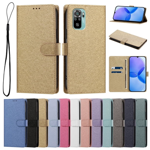 Cartera Funda para Xiaomi Redmi Note 10S 4G Carga Inalámbrica, Dorado