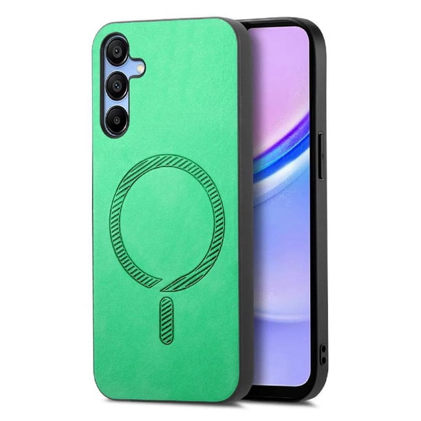 Magnetic Slim Case for Samsung Galaxy A15 with Camera Guard & Anti-Scratch Back Green