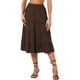 thumbnail image 2 of INSPIRE CHIC Falda Midi para Mujer Regreso a Clases Cintura Elástica Sólida Falda Acampanada Línea A con Bolsillos Marrón S, 2 of 6