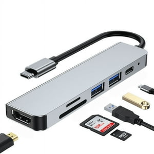 Genérico - Hub Adaptador Usb Tipo C 6 En 1 Para Mac Macbook Windows