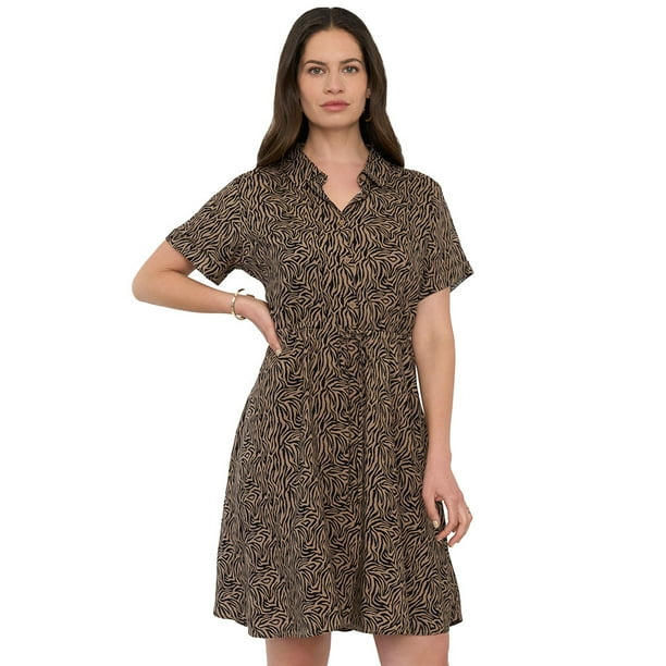 Vestido Mujer Amarras Print Negro Corona