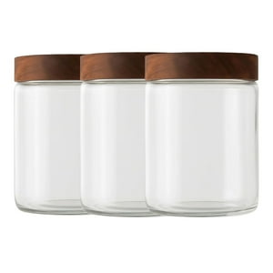Set 3 Frascos Vidrio Con Tapa De Madera De 750Ml Allegra