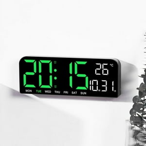 Oem - Reloj Digital De Pared Con Indicador De Temperatura Verde