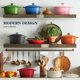 thumbnail image 4 of Libro de cocina Dutch Oven Overmont de hierro fundido esmaltado de 7 litros con tapa, azul, 4 of 8