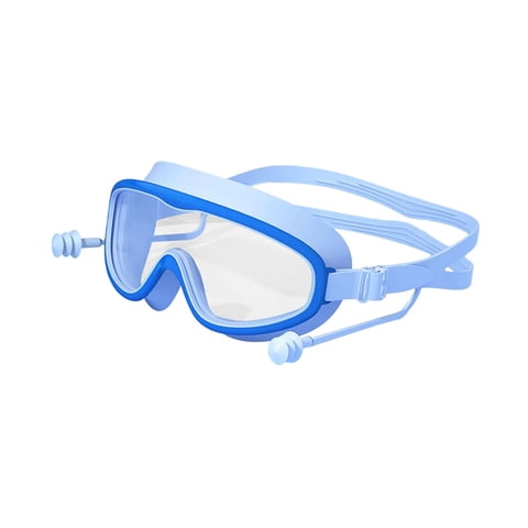 Magideal - Gafas De Natación Para Niños Con Tapones Para Los Oídos, Gafas De Buceo, Lentes Antirrotura Y Protección Contra Fugas, Visión Amplia, Gafas Ajustables Azul