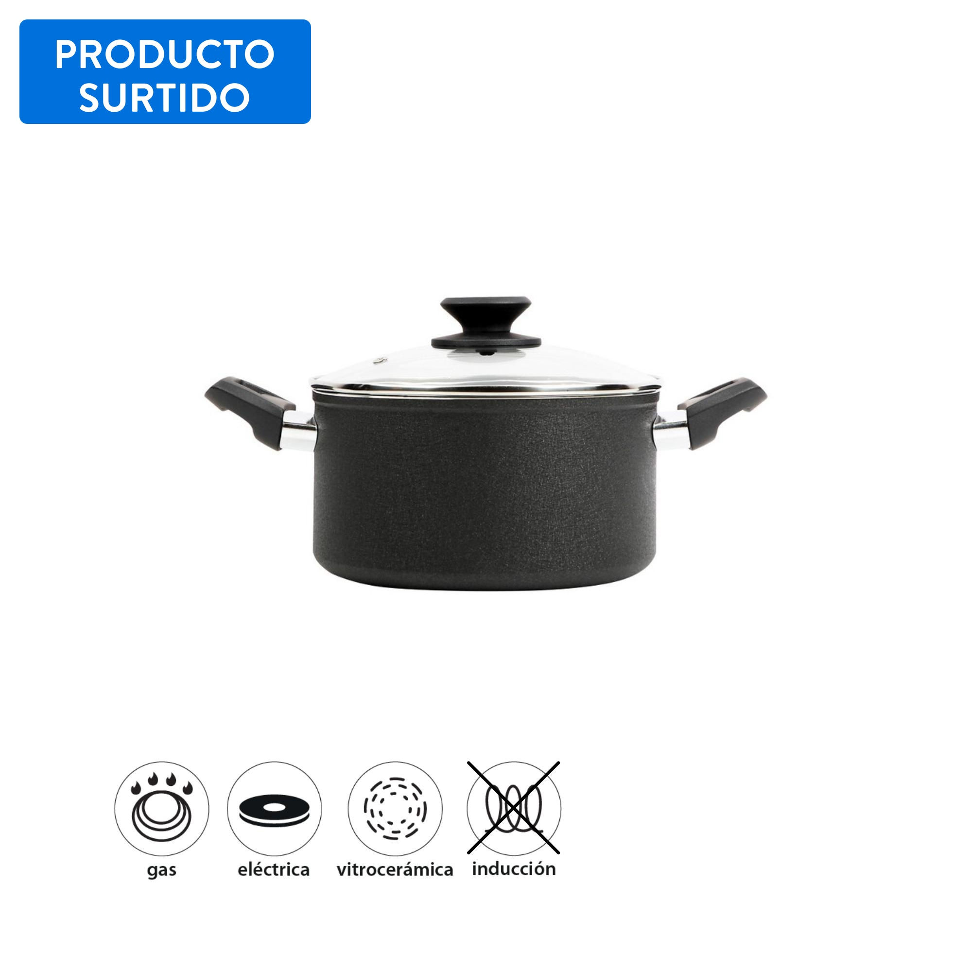 Mainstays - Olla 20Cm (3,3L) Crispy Forjado Antiadherente 2 Piezas