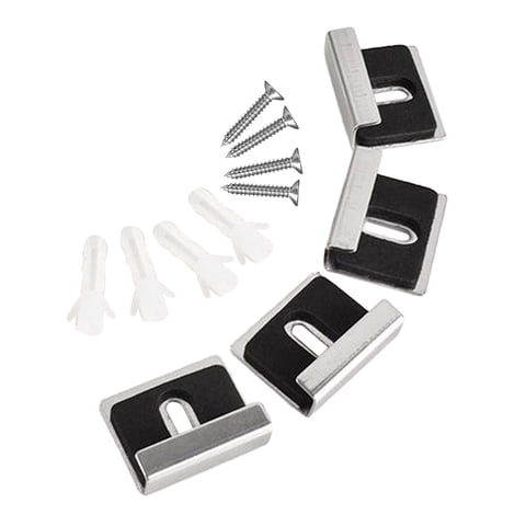 Bothyi - 4 Piezas Clips De Espejo De Acero Inoxidable Clips De Retención Pesados Para Montaje En Pared Negro Plata S