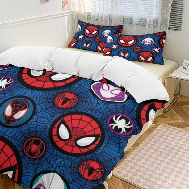 Spider-Man Family Bed 3 Piece Set Personalized Bedding Decor for Kids And Teens Anime Student Dormitory Cover