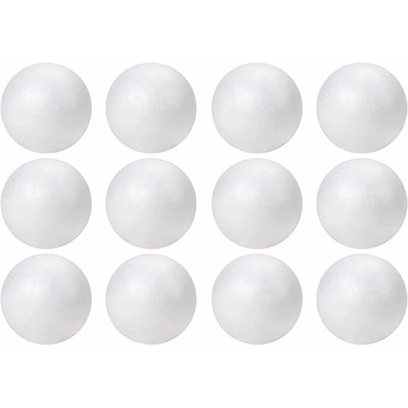 Bolas de espuma Craft Foam TFARC de 3 pulgadas, 12 unidades, poliestireno, color blanco