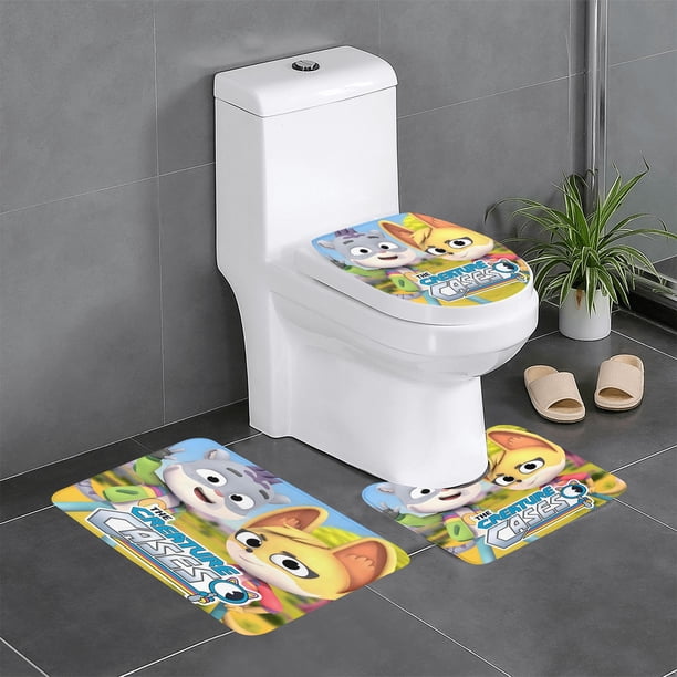 Los Casos de Criaturas Juego de 3 alfombras de baño de coral fleece: tapete de baño + alfombra de inodoro en forma de U + funda de tapa de inodoro en forma de O