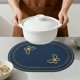 thumbnail image 4 of REGALWOVEN Manteles Ovalados Rústicos Juego de 4 Manteles de Algodón y Lino para Decoración de Mesa de Comedor Lavables Mantel de Mesa de Cocina Limpieza con Paño Azul Marino 45x32cm, 4 of 6