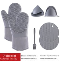 Xusx111 - 7Pcs Mitts Horno Y Soportes De Macetas Conjuntos - 480 ° F Soportes De Macetas Resistentes Al Calor Y Mitts Horno, Mitts Horno De Silicona Extra Largo Para Cocinar, Mitt Horno Antideslizante