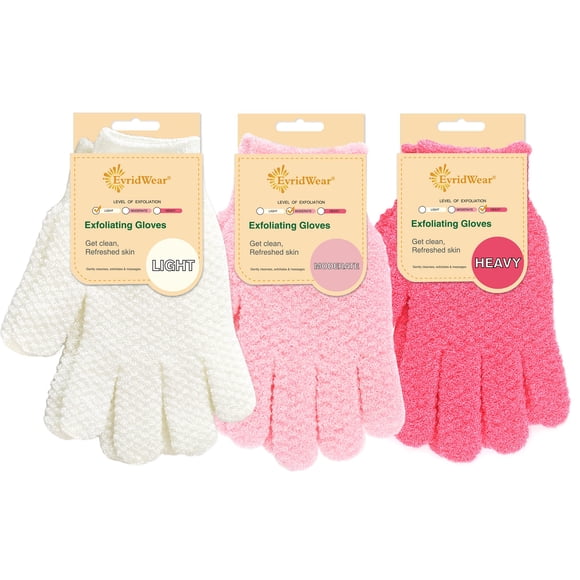 Guantes exfoliantes Evridwear 100% nailon para ducha, 3 pares