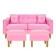 thumbnail image 1 of Sofa New Retro 3c + 2 Pouf Felpa 04 Rosado, 1 of 6