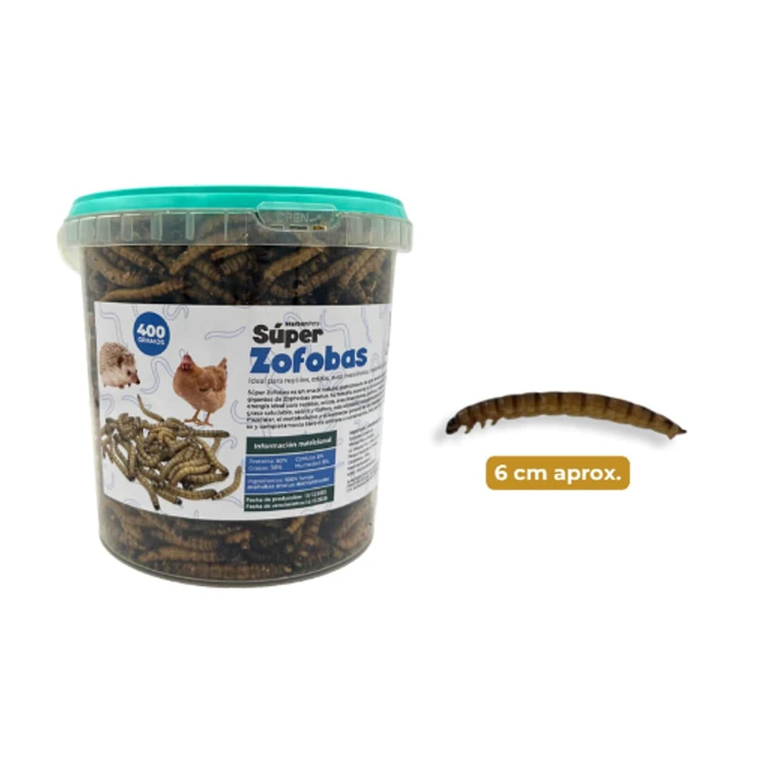 Súper Zofobas Deshidratadas Para Aves Erizos Hámsters 400g