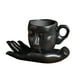 thumbnail image 2 of Taza De Café Con Platillo Set Taza De Vidrio De Agua Suministros Novedad Taza De Leche De Cerámica Negro, 2 of 3