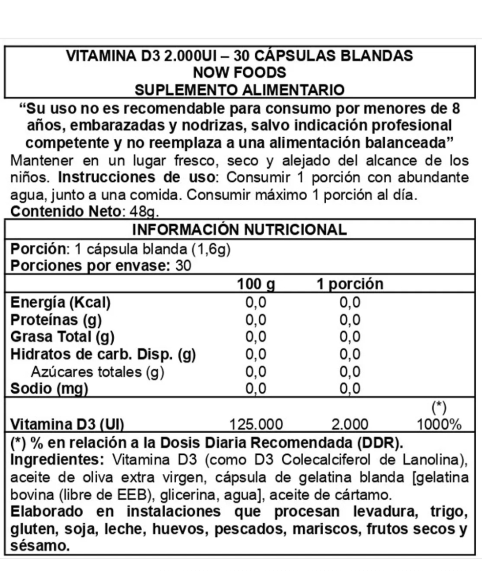 thumbnail image 2 of Vitamin D-3 2000iu 30 Softgel - Now foods, 2 of 2