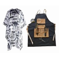 Linastore - Pack Pechera Delantal Barberia + Capa De Corte Diseño Blanco