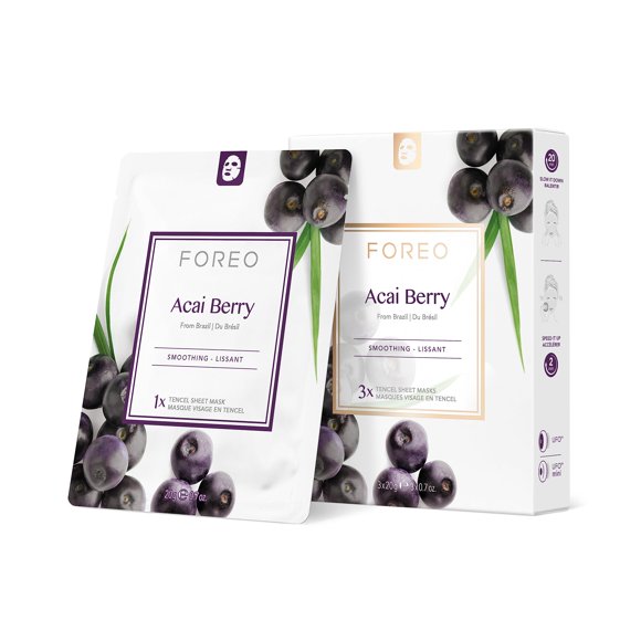 Mascarilla Facial FOREO Acai Berry Reafirmante para Piel Seca y Madura Paquete de 3