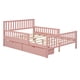 thumbnail image 3 of Full Size Wood Platform Bed with Guardrails on Both Sides and Two Storage Drawers ,Pink, 3 of 3
