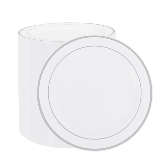 Platos Llanos De Plástico Plateado 72 Piezas 26 Cm