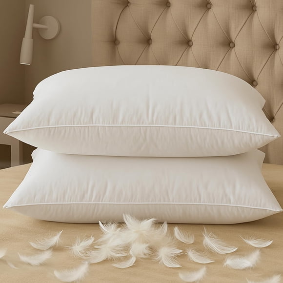 Juego de 2 plumas de plumón Pillow BHZ Standard/Queen White