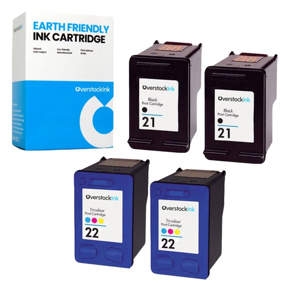 Paquete Combo de Cartuchos de Tinta OverstockInk 21 22 para Impresoras HP